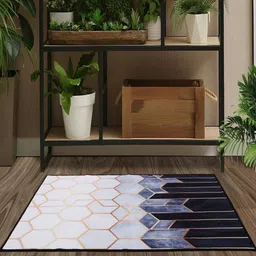 MODEFE White Geometric Anti-Skid Nylon Carpet-image-54