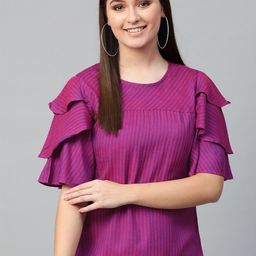 KALINI Striped Flared Sleeve Top-picture-22