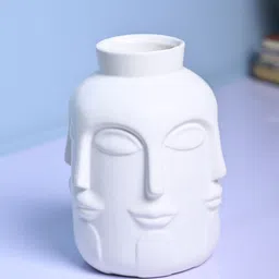 MARKET99 White Cylindrical Shaped Ceramic Vase-33