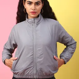 Kaali Peeli Women Colourblocked Polyester Crop Biker Jacket-image-73