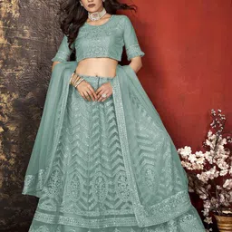 Cute fellow Embroidered Thread Work Semi-Stitched Lehenga & Unstitched Blouse With Dupatta-picture-19