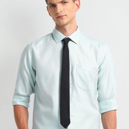 Arrow Men Classic Spread Collar Solid Cotton Formal Shirt-picture-10