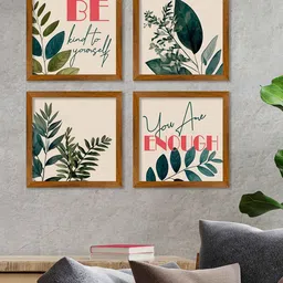 ArtVibes White & Black 4 Pieces Inspiring Quote Wooden Paintings Wall Art-57