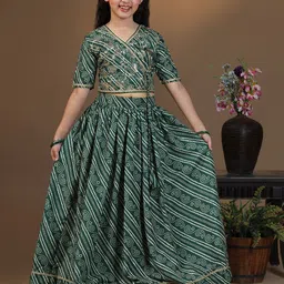 Sangria Girls Bandhani Printed Short Sleeves Lehenga Choli-picture-21