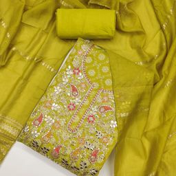 SWARNGANGA TEX Floral Embroidered Sequinned Chanderi Unstitched Dress Material-image-72