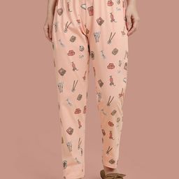 TWIN BIRDS Women Salmon Cotton Printed Night Pant-image-6