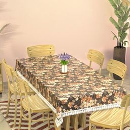 Aura Grey Floral Plastic 6-Seater Table Cover-31
