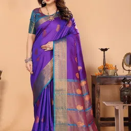 SILKWEAR Ethnic Motifs Zari Banarasi Saree-picture-1