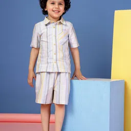 Budding Bees Boys Striped Shirt with Shorts-image-13