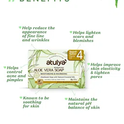 Atulya Set of 4 Remedying Aloe Vera Handmade Soap with Essential Oils - 125 g each image 4
