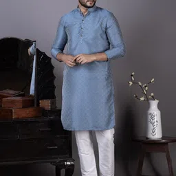 PulseIQ Men Jacquard Straight Kurtas-image-84