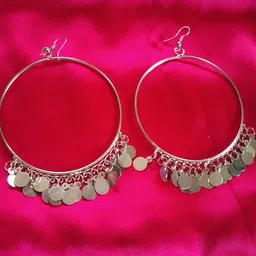Bareilyy Circular Shaped Boho Coin Hoop Earrings-23
