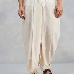 Fabindia Natural Cotton Silk Blend Striped Dhoti-image-47