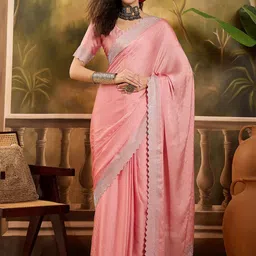 Sangria Stone Work Embellished Saree With Unstitched Blouse-picture-9