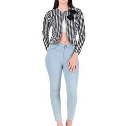 FLYING FEST Striped Crop Button Shrug-15