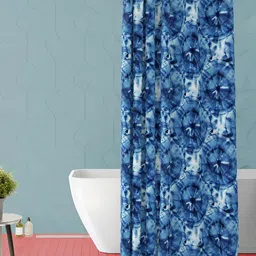 ArtzFolio Blue and White Abstract Printed Waterproof Shower Curtain-image-94