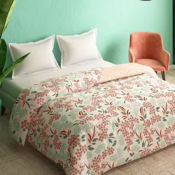 Portico Olive Green & White Floral Heavy Winter 300 GSM Cotton Double Bed Comforter-image-50