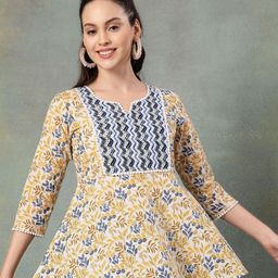 God Bless Floral Print Cotton Peplum Top-image-86