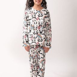 Anthrilo Girls Printed SUMMER PANDA GIRLS LONG SLEEVES PYJAMA SET - WHITE-image-89