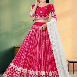 F Plus Fashion Net Semi-Stitched Lehenga Choli-image-64