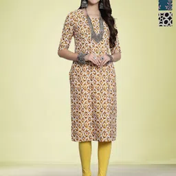 Moda Rapido Women Ethnic Motifs Printed Sequinned Floral Crepe Kurta-image-95