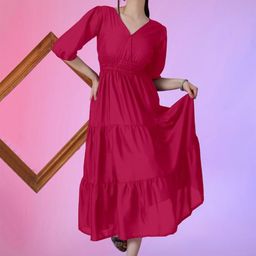 Femvy Tiered V-Neck Fit & Flare Maxi Dress-picture-6