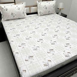 Pure Decor Mansion White Floral 350 TC Pure Cotton King Bedsheet Set - 2.7 M x 2.7 M-image-77