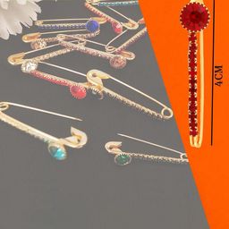 VAMA Set Of 36 Crystal Stone Studded Saree Pins-image-46