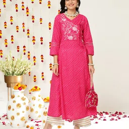 KSUT Floral Embroidered Thread Work Cotton Anarkali Kurta-image-75