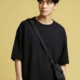 SMAN Round Neck Drop-Shoulder Sleeves Oversized Cotton T-shirt-image-89
