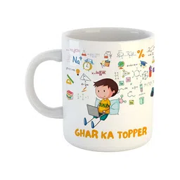 ARTBUG White & Yellow Ghar ka Topper Printed Ceramic Glossy Mug 330ml image 3