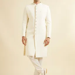 Manyavar Men Stone Work Embroidered Sherwani Set-image-61