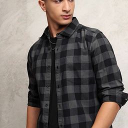 KETCH Men Slim Fit Buffalo Checks Opaque Checked Casual Shirt-image-56