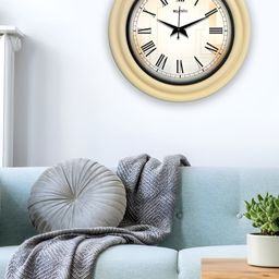 OLIVE TREE Yellow & White Wooden Round Analogue Wall Clock-picture-25