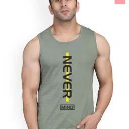 SLOWLORIS Pack Of 2 Printed Round Neck Sleeveless Bio-Wash Cotton Gym Vests-picture-17