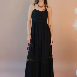 Virgio Women Viscose Rayon Shoulder Straps Maxi Length Solid Sleeveless Dresses-image-53