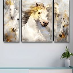 Myntra Elegant Homes White & Gold-Toned 3 Pieces Horse Wall Art-image-94