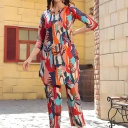 Jade & Julie Printed Pure Cotton V Neck Top With Trousers Co-Ords Set-picture-11