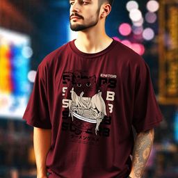 THE BEETEL HOUSE Men Graphic Printed Drop-Shoulder Sleeves Oversized Longline T-shirt-picture-4