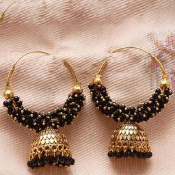 Anouk Gold-Plated Beaded Dome Shaped Jhumkas-image-35