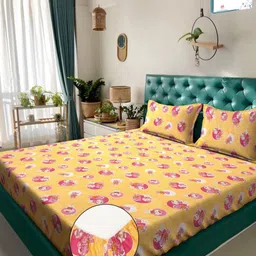 Myntra Elegant Homes Cartoon Characters Printed 400 TC King Bedsheet with 2 Pillow Covers-image-34