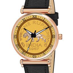 Gopal Shopcart Unisex Leather Straps Analogue Watch C34MRG GOLDROM RS Black Chikani-image-1