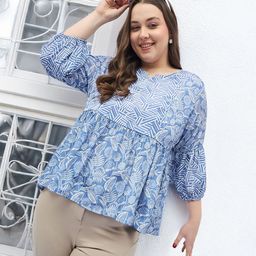 DressBerry Curve Plus Size Printed Peplum Top-picture-6