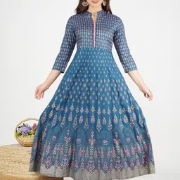 HERE&NOW Women Ethnic Motifs Printed Festive Anarkali Kurtas-43