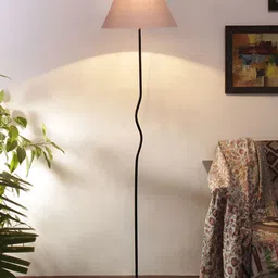 Devansh Grey & Black Frustum Floor Lamps With Shade-49