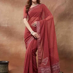 Anouk Embroidered Embellished Beads and Stones Pure Georgette Saree-19