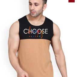 SLOWLORIS Pack Of 2 Printed Scoop Neck Gym VestsVSL26 CMB(CHS BLACKRUST)(ZOZO MAROON)-image-77