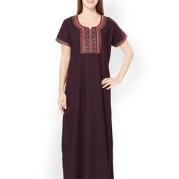 Sand Dune Women Purple Embroidered Maxi Nightdress 3982-picture-11