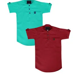 OJ TREND Kids-Boys Sea Green Kurtas-picture-42