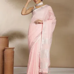 Anouk Solid Saree with Zari Border-0